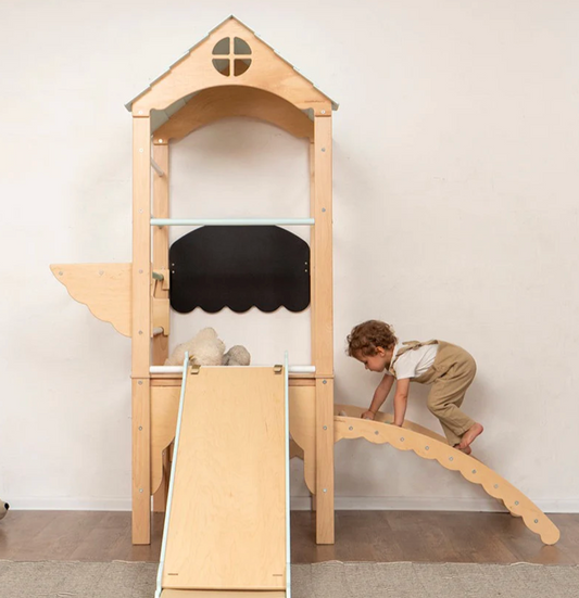 Mini Indoor Tower with Swedish Ladder, Slide, and bars