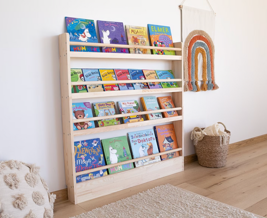 Solid Wood Wall Bookshelf with Floor Attachment