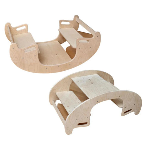 2 in 1 Montessori Wooden Seesaw & Table Chair Set Home Decor Kids