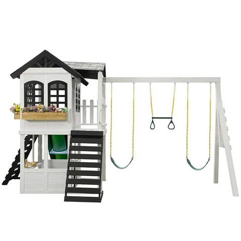 Two-Story Playhouse with Swing - Ideal for Outdoor Adventures Home Decor Kids