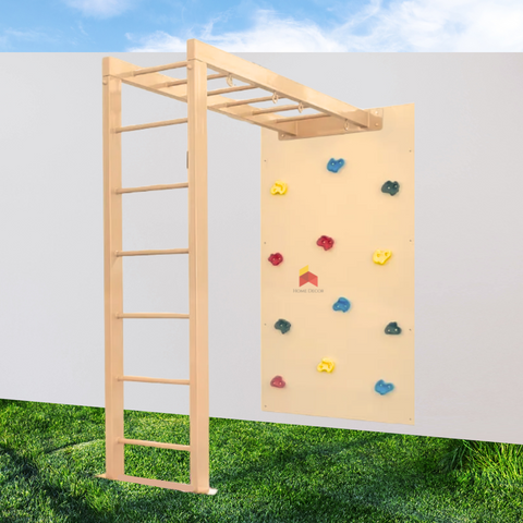 Metal Monkey Bar Frame With Climbing Wall – Indoor & Outdoor