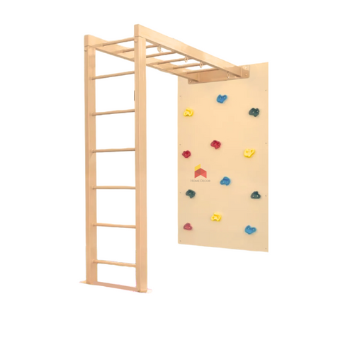 Metal Monkey Bar Frame With Climbing Wall – Indoor & Outdoor