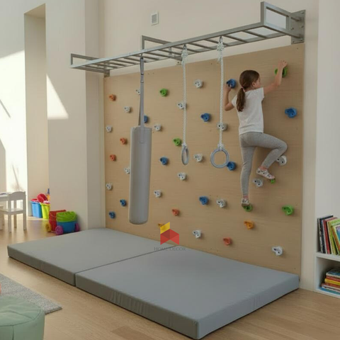 Climbing Wall Set With Monkey Bars And Accessories