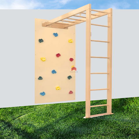 Metal Monkey Bar Frame With Climbing Wall – Indoor & Outdoor