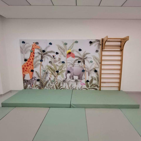 Forest themed Climbing  wall with Swedish ladder Combo Home Decor