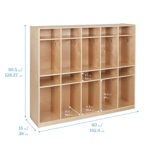 Spacious Multi-Compartment Wooden Locker Unit for Kids