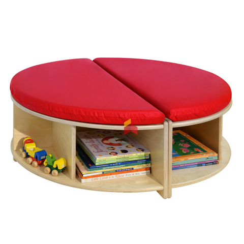 Circular Bench Seating With Open shelves