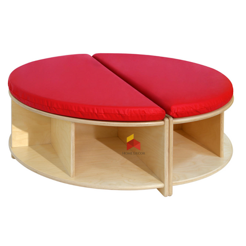 Circular Bench Seating With Open shelves