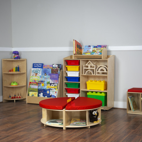 Circular Bench Seating With Open shelves