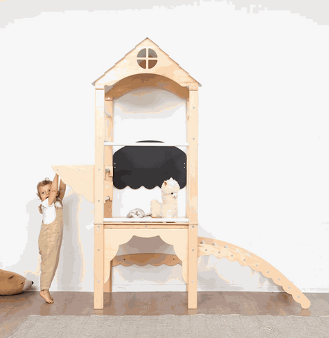 Mini Indoor Tower with Swedish Ladder, Slide, and bars Home Decor