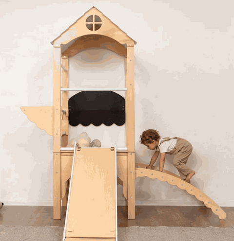 Mini Indoor Tower with Swedish Ladder, Slide, and bars Home Decor