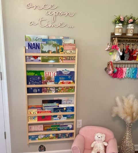 Wall-Mounted Wooden Bookshelf: 4 Tiers Home Decor