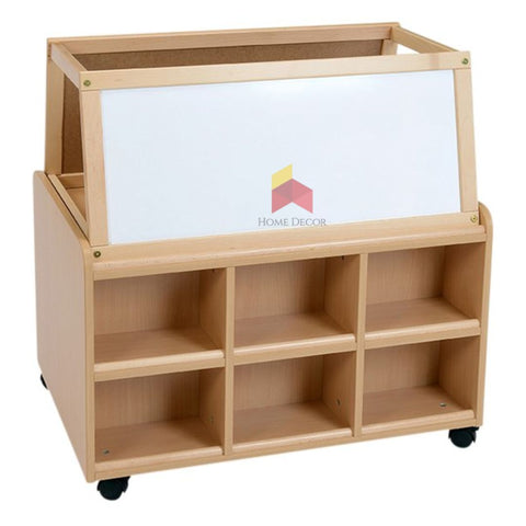 Double-Sided Magnetic Whiteboard Easel with Storage Cubbies