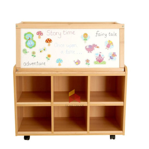 Double-Sided Magnetic Whiteboard Easel with Storage Cubbies