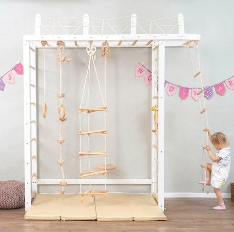 Monkey Bar with Bridge - Active Kids Play Equipment Home Decor