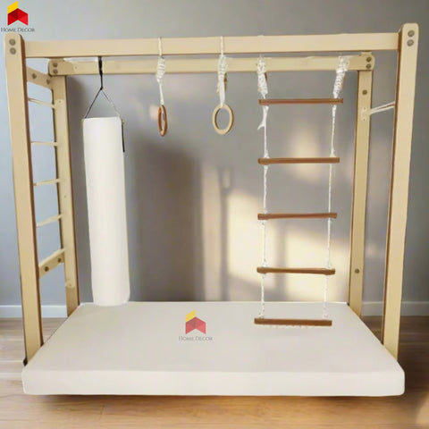 home gym with monkey bars for kids in dibai with clibing wall