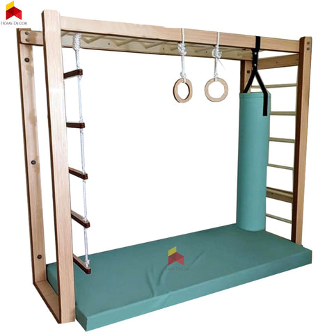 home gym with monkey bars for kids in dibai with clibing wall