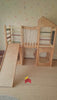 wooden play house with slide and accessories