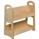 Montessori Wooden Bookshelf – Natural Wood Wave Design for Kids Home Decor Kids