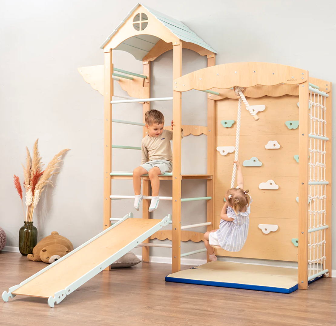 Indoor Tower Climbing Wall and Net Rope 7 Safe Indoor Play Equipment.homedecorkids. kidshome decor ideas. kids home decor in uae