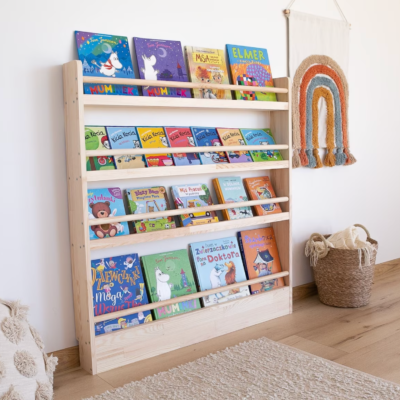 Solid Wood Wall Bookshelf with Floor Attachment Home Decor