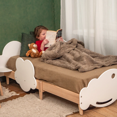 Dreamy Clouds: Toddler Wooden Floor Bed with Cloud Theme Home Decor