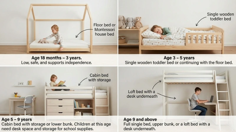 How to Choose the Right Kids Bed in UAE (Bunk, Floor & Cabin Beds) 7 Which Kids Bed is Right at Each Stage
