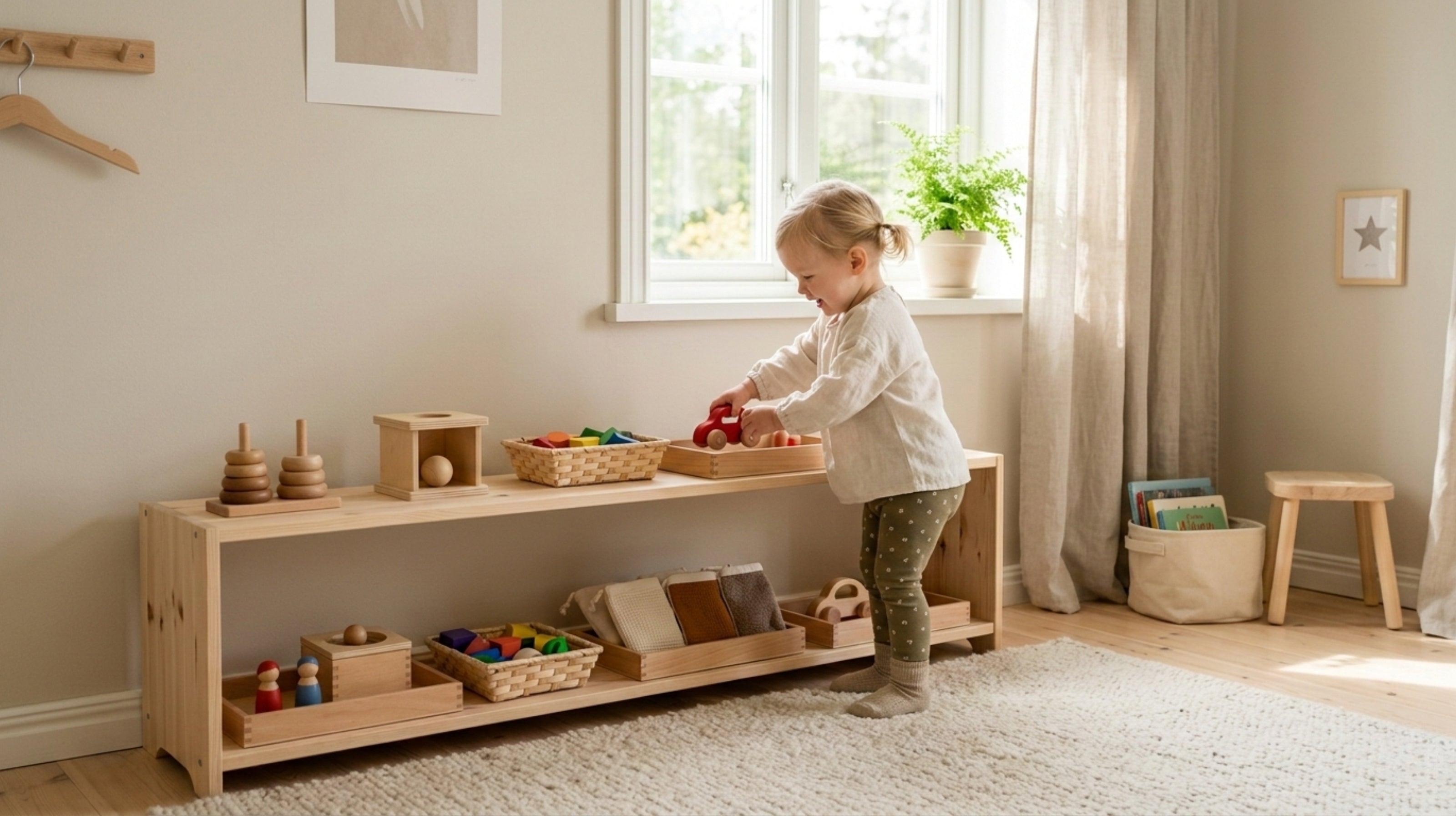 How to Create a Montessori Play Area in Small UAE Apartments 2 Install Low, Open Shelving