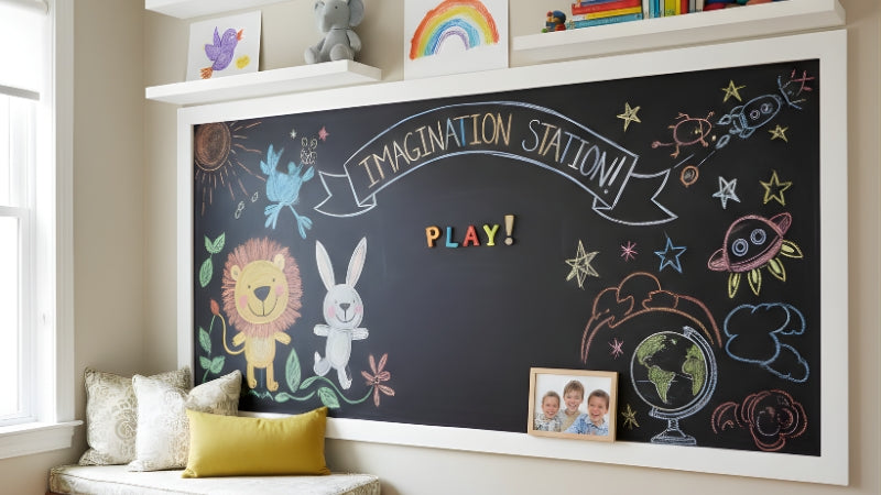 50+ Kids Room Decor Ideas That Grow With Your Child 2 Kids bedroom with soft pastel walls, colorful cushions, wall mural, and themed decor accents