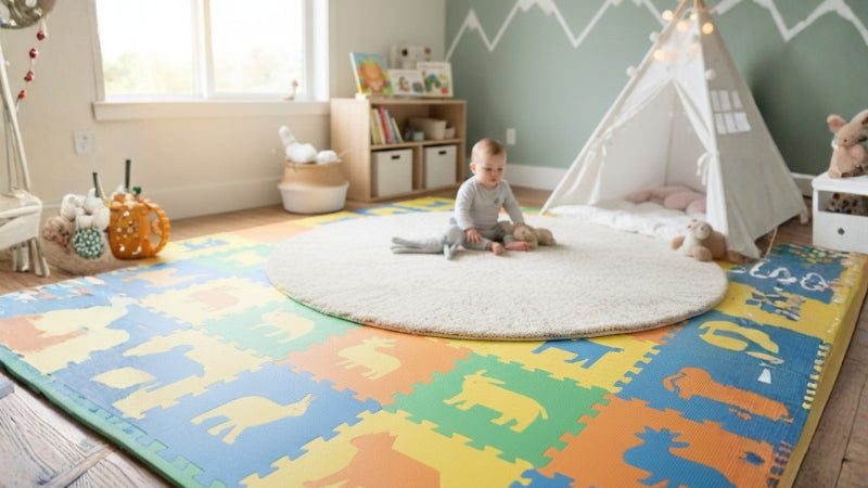 Step-by-Step Kids Room Makeover Checklist for UAE Homes (2026) 5 Soft flooring and play mats in a child friendly kids room