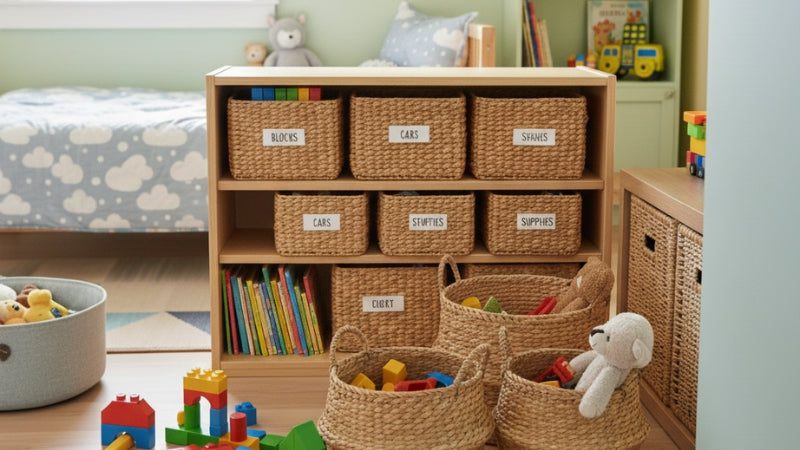 Step-by-Step Kids Room Makeover Checklist for UAE Homes (2026) 4 Organized kids room with open shelves and storage baskets