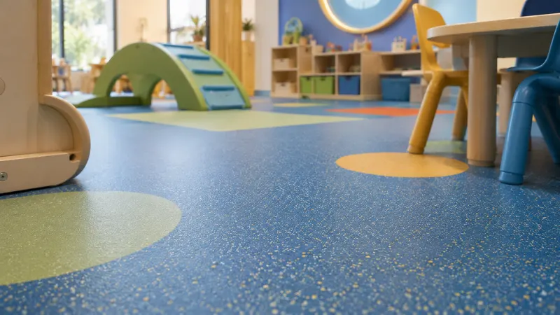 Nursery Flooring UAE: The Complete Rubber Flooring Guide (2026) 5 Close-up of child-safe rubber flooring surface used in UAE nurseries and preschools