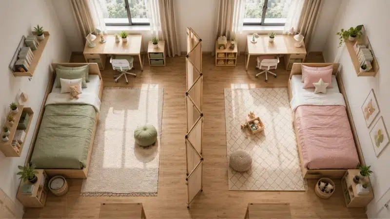 Best Room Divider Ideas for Shared Kids Rooms in UAE 5 room dividers creating zones in shared kids room UAE