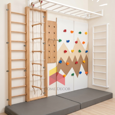 Kids Indoor Wall Gym Monkey Bar Climbing Set