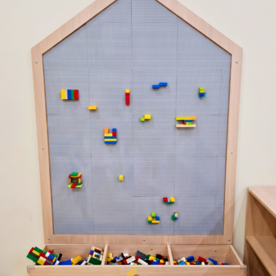 House Shaped LEGO-Compatible Wall Board with Storage