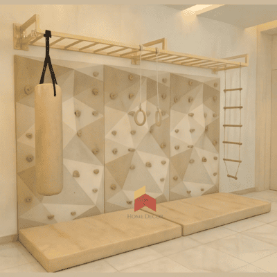 Kids Indoor Wall Gym Monkey Bars & Climbing Wall Set