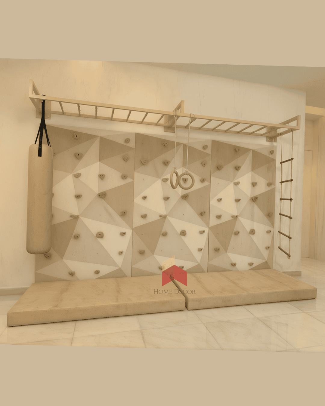 Kids Indoor Wall Gym Monkey Bars & Climbing Wall Set 2 Kids Indoor Wall Gym Monkey Bars & Climbing Wall Set - Image 2