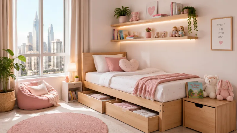 Beds for Girls: Bedroom Furniture and Décor Ideas in Dubai 3 Storage Ideas for Kids Bedroom Furniture