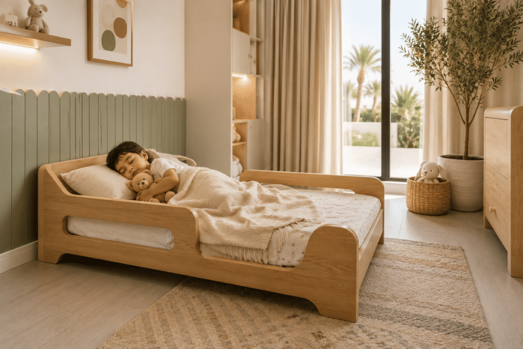 7 Things to Check Before Buying a Toddler Bed 2 modern-toddler-bedroom-low-wooden-bed-uae