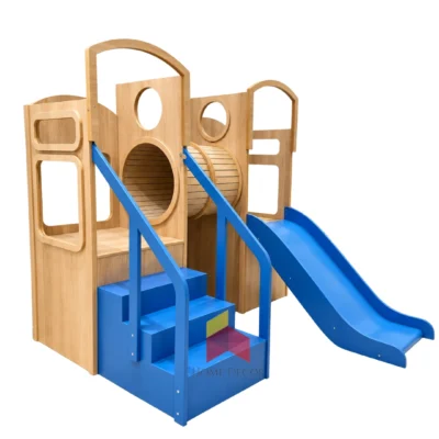 Toddler Tunnel Play Structure with Slide and Climbing Stairs