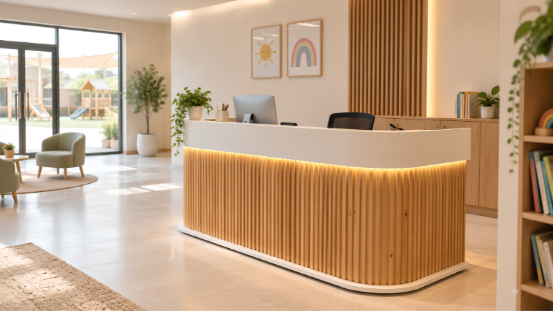 Reception Design: A Practical Guide to Reception Desk Design 2 modern reception desk design for a school