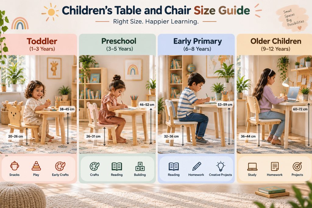 How to Choose the Right Kids Table and Chair Size: A Practical Guide 4 kids-table-chair-sizing-by-age-height